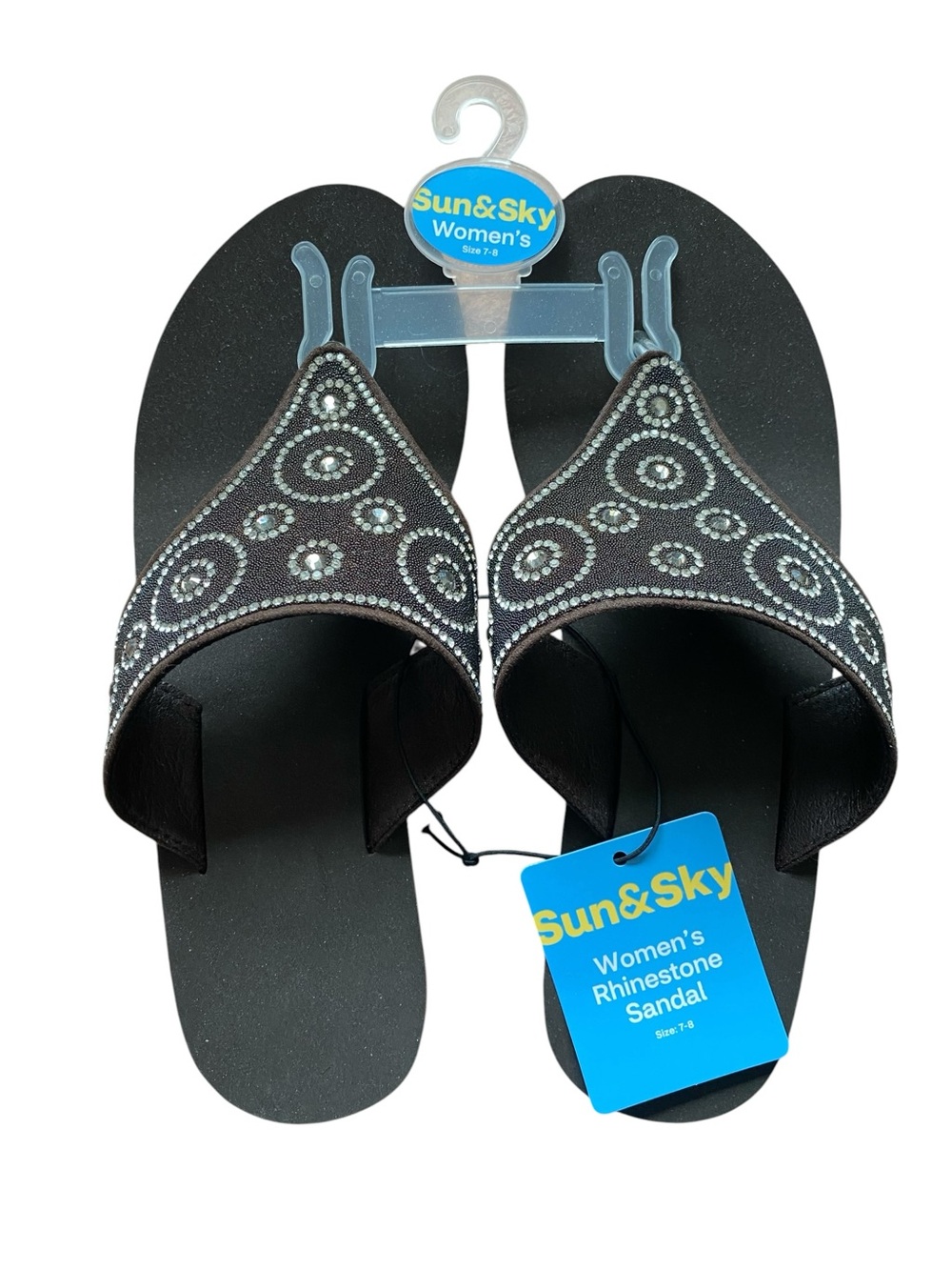 Sun and Sky size Medium (7-8) NWT rhinestone ladies wedge heel flip-flops